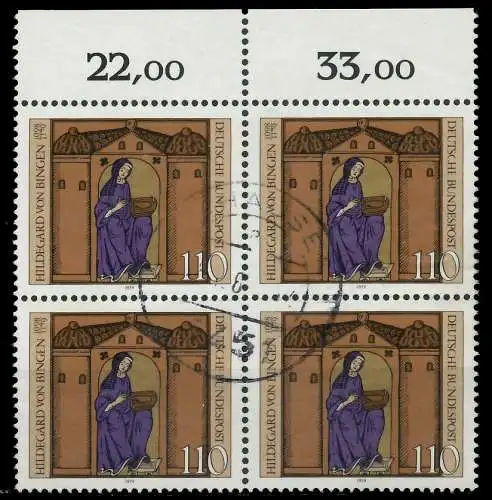 BRD 1979 Nr 1018 zentrisch gestempelt VIERERBLOCK 7EB09A