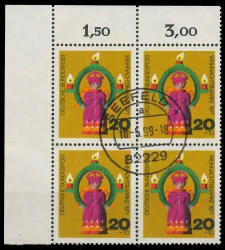 BRD 1971 Nr 709 zentrisch gestempelt VIERERBLOCK ECKE-OLI 7EB0DE