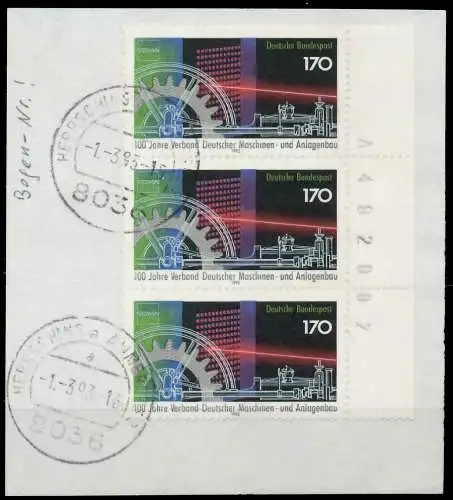 BRD 1992 Nr 1636 gestempelt 3ER STR SRA 7EB126