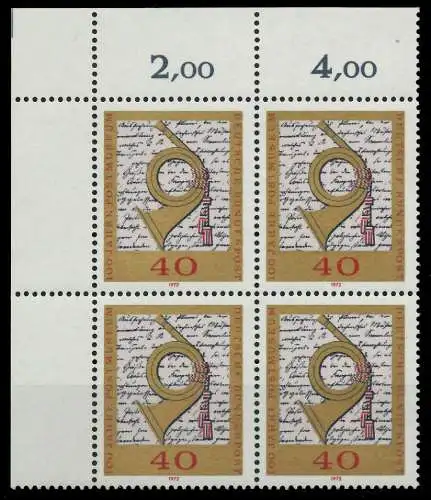 BRD 1972 Nr 739 postfrisch VIERERBLOCK ECKE-OLI 7EB1A2