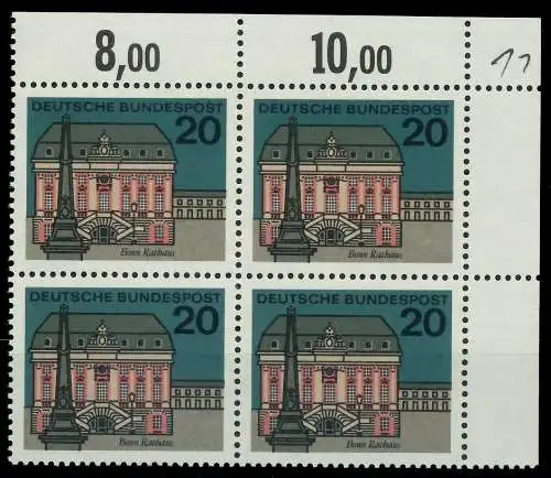 BRD 1964 Nr 424 postfrisch VIERERBLOCK ECKE-ORE 7ECB72