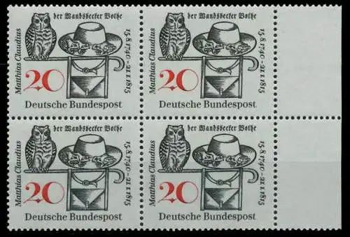 BRD 1965 Nr 462 postfrisch VIERERBLOCK SRA 7EF132