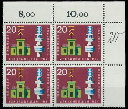 BRD 1965 Nr 471 postfrisch VIERERBLOCK ECKE-ORE 7EF32A