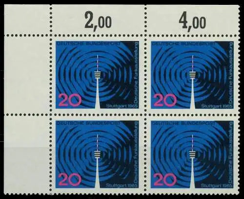 BRD 1965 Nr 481 postfrisch VIERERBLOCK ECKE-OLI 7EF426
