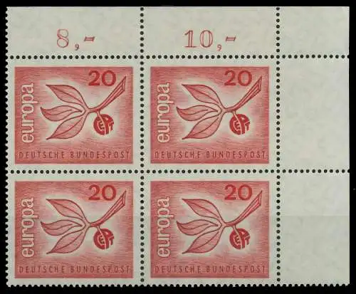 BRD BUND 1965 Nr 484 postfrisch VIERERBLOCK ECKE-ORE 7EF52E