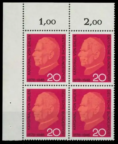 BRD 1966 Nr 505 postfrisch VIERERBLOCK ECKE-OLI 7EF622