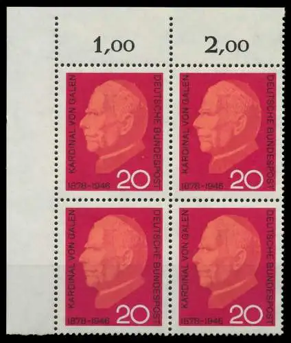 BRD 1966 Nr 505 postfrisch VIERERBLOCK ECKE-OLI 7EF62E