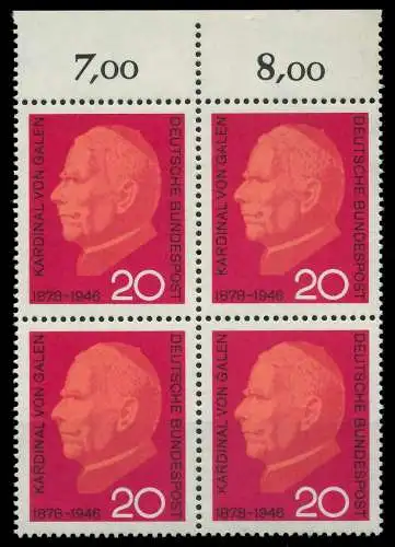 BRD 1966 Nr 505 postfrisch VIERERBLOCK ORA 7EF646