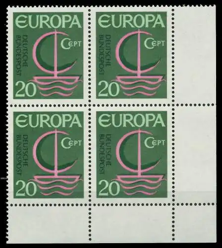 BRD BUND 1966 Nr 519 postfrisch VIERERBLOCK ECKE-URE 7EF74E