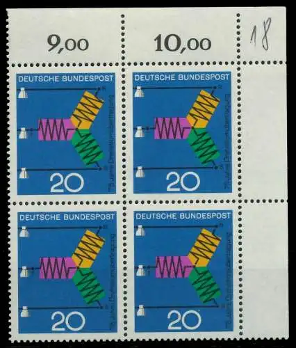 BRD 1966 Nr 521 postfrisch VIERERBLOCK ECKE-ORE 7EF796