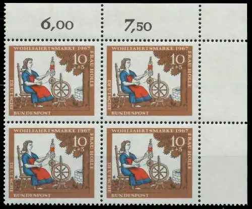BRD 1967 Nr 538 postfrisch VIERERBLOCK ECKE-ORE 7F0A16