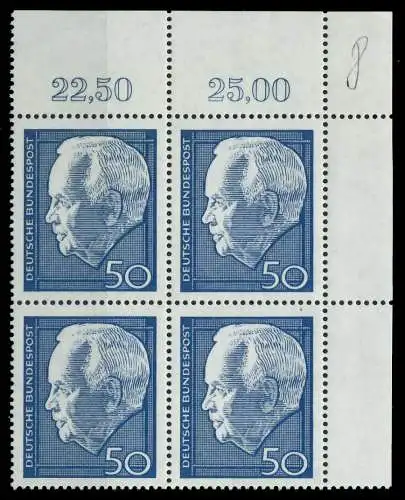 BRD 1967 Nr 543 postfrisch VIERERBLOCK ECKE-ORE 7F0ABA