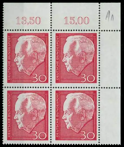 BRD 1967 Nr 542 postfrisch VIERERBLOCK ECKE-ORE 7F0ACA