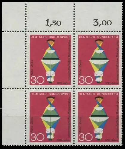 BRD 1968 Nr 548 postfrisch VIERERBLOCK ECKE-OLI 7F0B2E