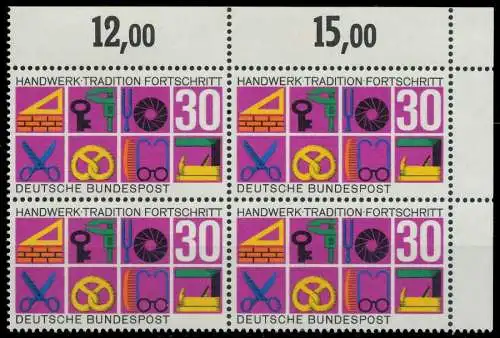 BRD 1968 Nr 553 postfrisch VIERERBLOCK ECKE-ORE 7F0C86