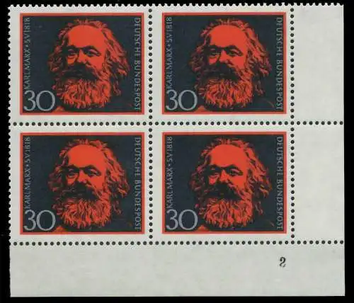 BRD 1968 Nr 558 postfrisch VIERERBLOCK FORMNUMMER 2 7F0CDE