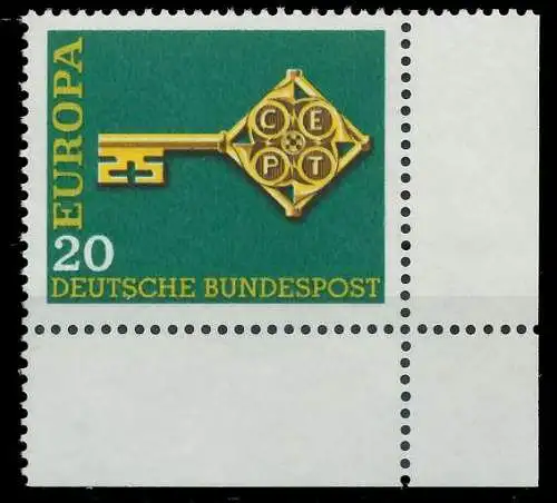 BRD BUND 1968 Nr 559 postfrisch ECKE-URE 7F0D5E