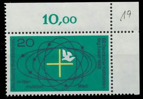 BRD 1968 Nr 568 postfrisch ECKE-ORE 7F0E5E