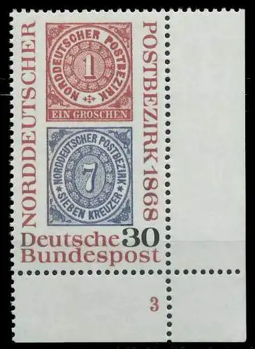 BRD BUND 1968 Nr 569 postfrisch FORMNUMMER 3 7F0E8A