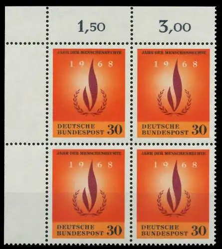 BRD 1968 Nr 575 postfrisch VIERERBLOCK ECKE-OLI 7F0F72