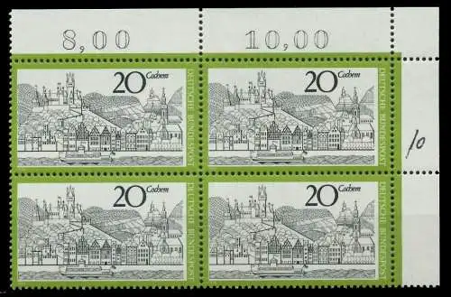 BRD 1970 Nr 649 postfrisch VIERERBLOCK ECKE-ORE 7F1076