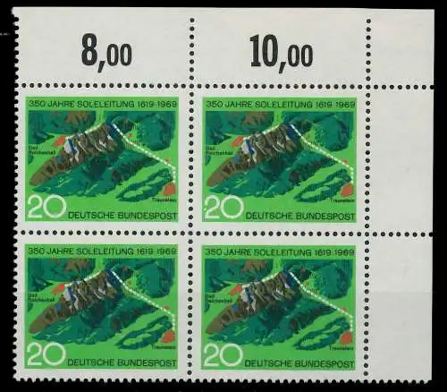 BRD 1969 Nr 602 postfrisch VIERERBLOCK ECKE-ORE 7F30EE