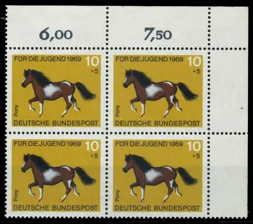 BRD 1969 Nr 578 postfrisch VIERERBLOCK ECKE-ORE 7F3186