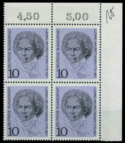 BRD 1970 Nr 616 postfrisch VIERERBLOCK ECKE-ORE 7F3586