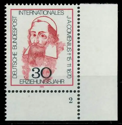 BRD 1970 Nr 656 postfrisch FORMNUMMER 2 7F386E