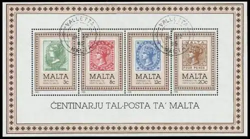 MALTA Block 8 zentrisch gestempelt S0174E2