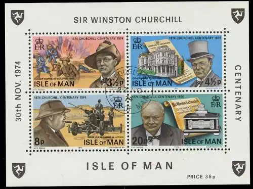 ISLE OF MAN Block 1 zentrisch gestempelt S018736