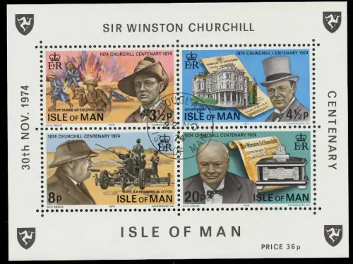 ISLE OF MAN Block 1 zentrisch gestempelt S018736
