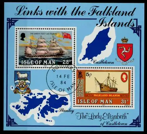 ISLE OF MAN Block 7 zentrisch gestempelt S01871E