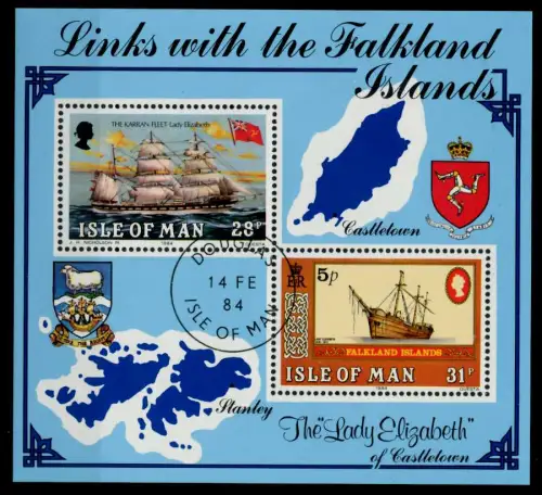 ISLE OF MAN Block 7 zentrisch gestempelt S01871E