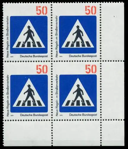 BRD 1971 Nr 668 postfrisch VIERERBLOCK ECKE-URE 7F997A