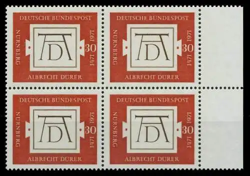 BRD 1971 Nr 677 postfrisch VIERERBLOCK SRA 7F99A6