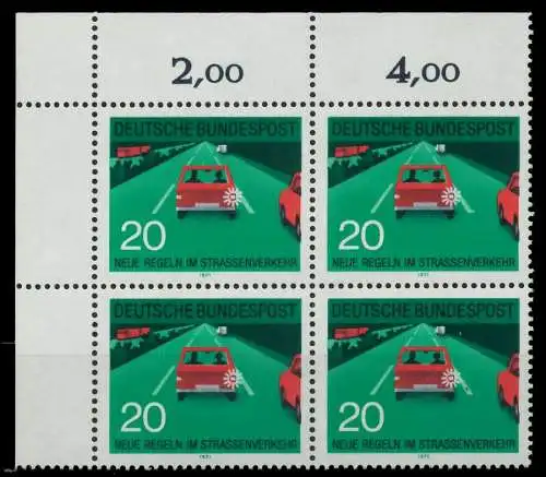 BRD 1971 Nr 672 postfrisch VIERERBLOCK ECKE-OLI 7F99AE