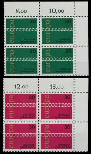 BRD BUND 1971 Nr 675-676 postfrisch VIERERBLOCK ECKE-OR 7F99B2