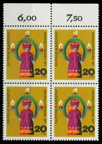 BRD 1971 Nr 709 postfrisch VIERERBLOCK ORA 7F99F6