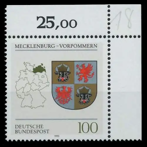 BRD 1993 Nr 1661 postfrisch ECKE-ORE 7FD06E