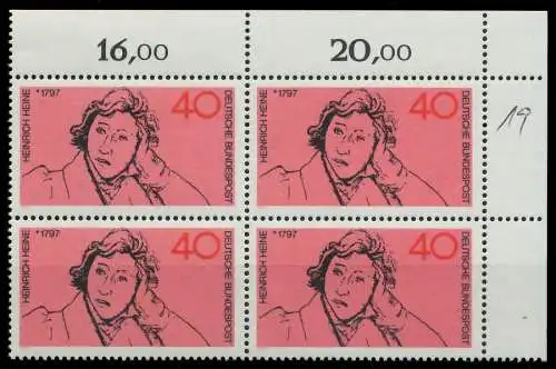BRD 1972 Nr 750 postfrisch VIERERBLOCK ECKE-ORE 7FD64E