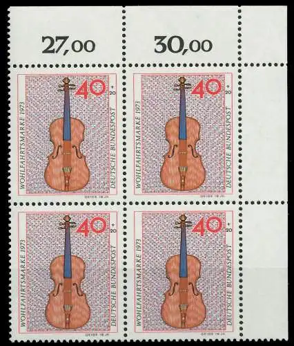 BRD 1973 Nr 784 postfrisch VIERERBLOCK ECKE-ORE 7FF9AA