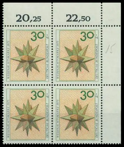 BRD 1973 Nr 790 postfrisch VIERERBLOCK ECKE-ORE 7FFA6A