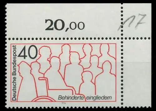 BRD BUND 1974 Nr 796 postfrisch ECKE-ORE 7FFAFA