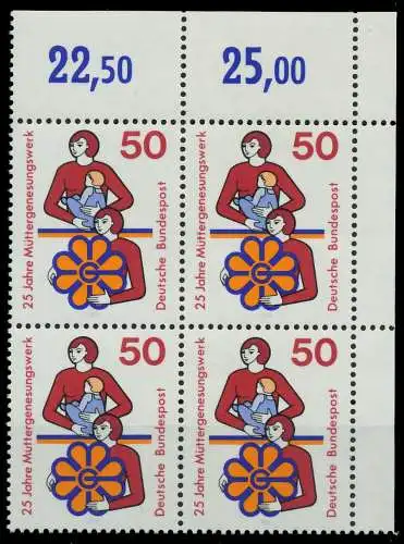 BRD 1975 Nr 831 postfrisch VIERERBLOCK ECKE-ORE 80178A