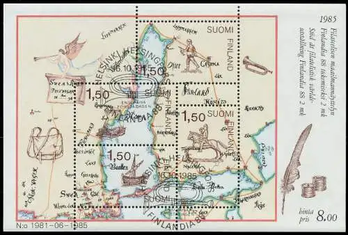 FINNLAND Block 1 zentrisch gestempelt S01983E