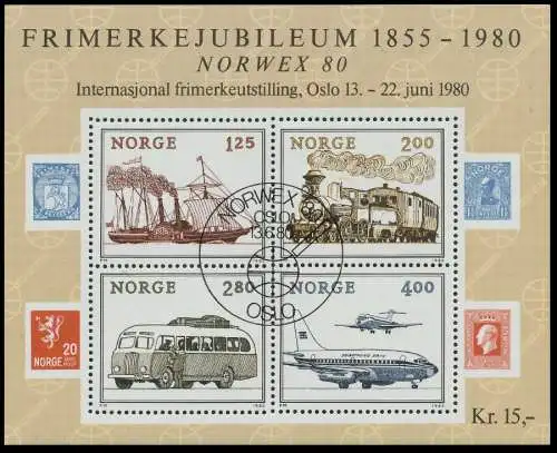 NORWEGEN Block 3 zentrisch gestempelt S01960E