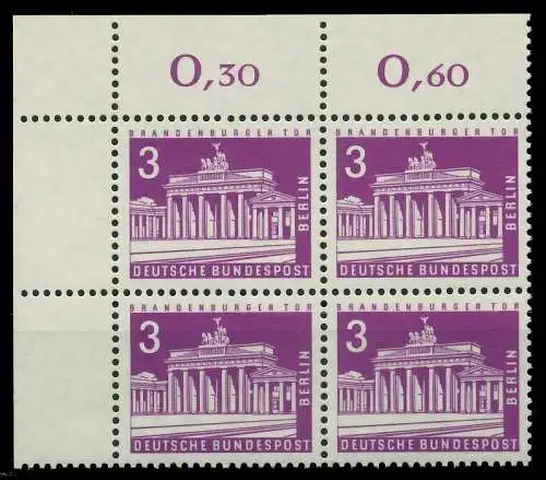 BERLIN DS BAUTEN 2 Nr 231 postfrisch VIERERBLOCK ECKE-O S5F91AE