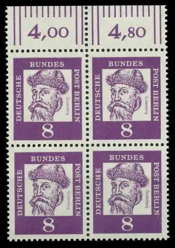 BERLIN DS BED. DEUT. Nr 201 postfrisch VIERERBLOCK ORA 80983A