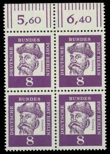 BERLIN DS BED. DEUT. Nr 201 postfrisch VIERERBLOCK ORA 80984E